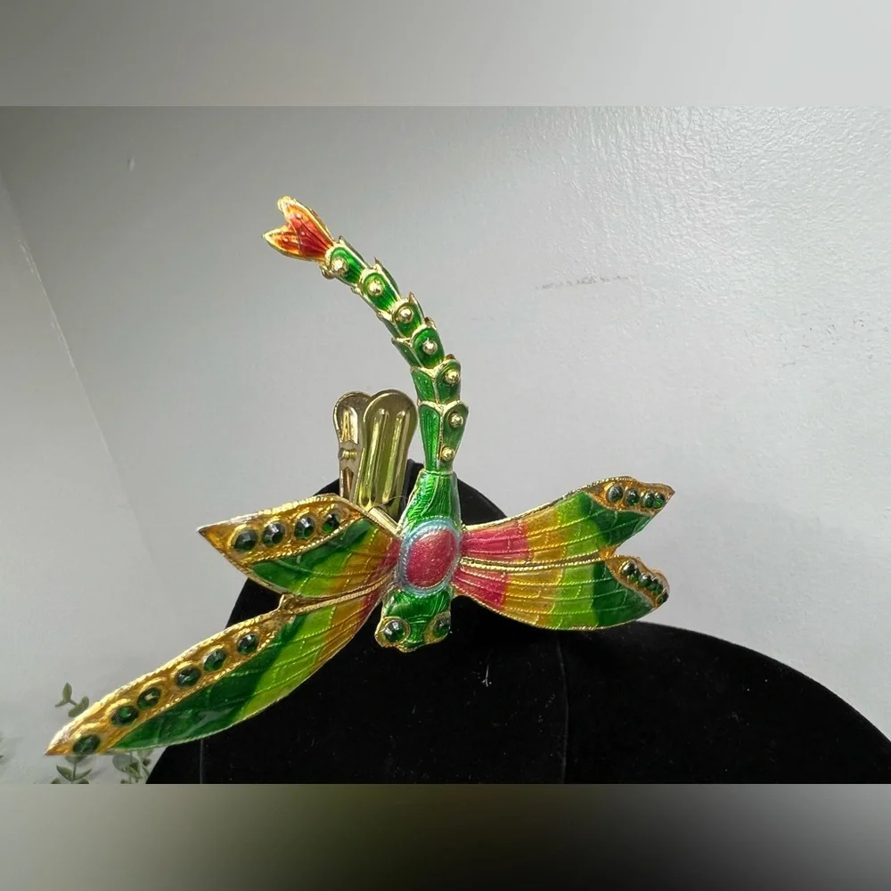 Vintage Chinese Cloisonné Enamel Articulated Dragonfly Pendant/Ornament